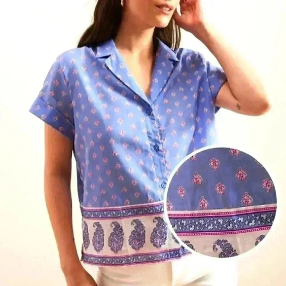 Banana Republic Factory Tops - Banana Republic Border Print Boxy Shirt